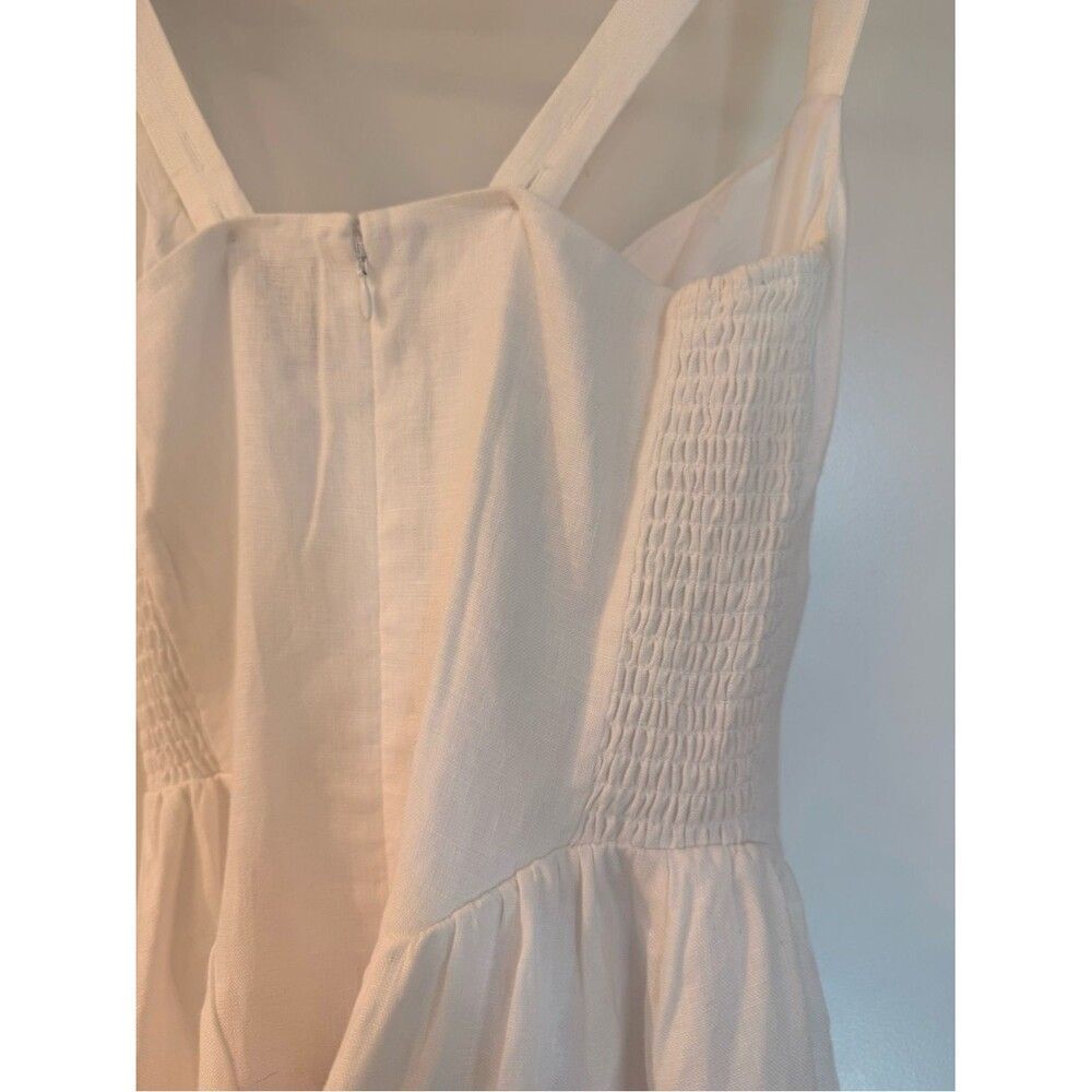 NWOT Reformation White Birdie Linen Dress , Sweetheart Midi Dress with Pockets - Picture 16 of 16